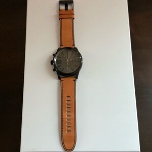NWOT Diesel Rasp Chrono 50mm Leather Watch
